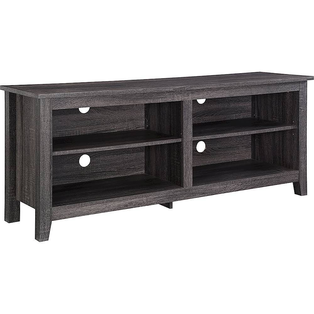 Angle View: Walker Edison - Modern 58" Wood Open Storage TV Stand for Most TVs up to 65" - Charcoal