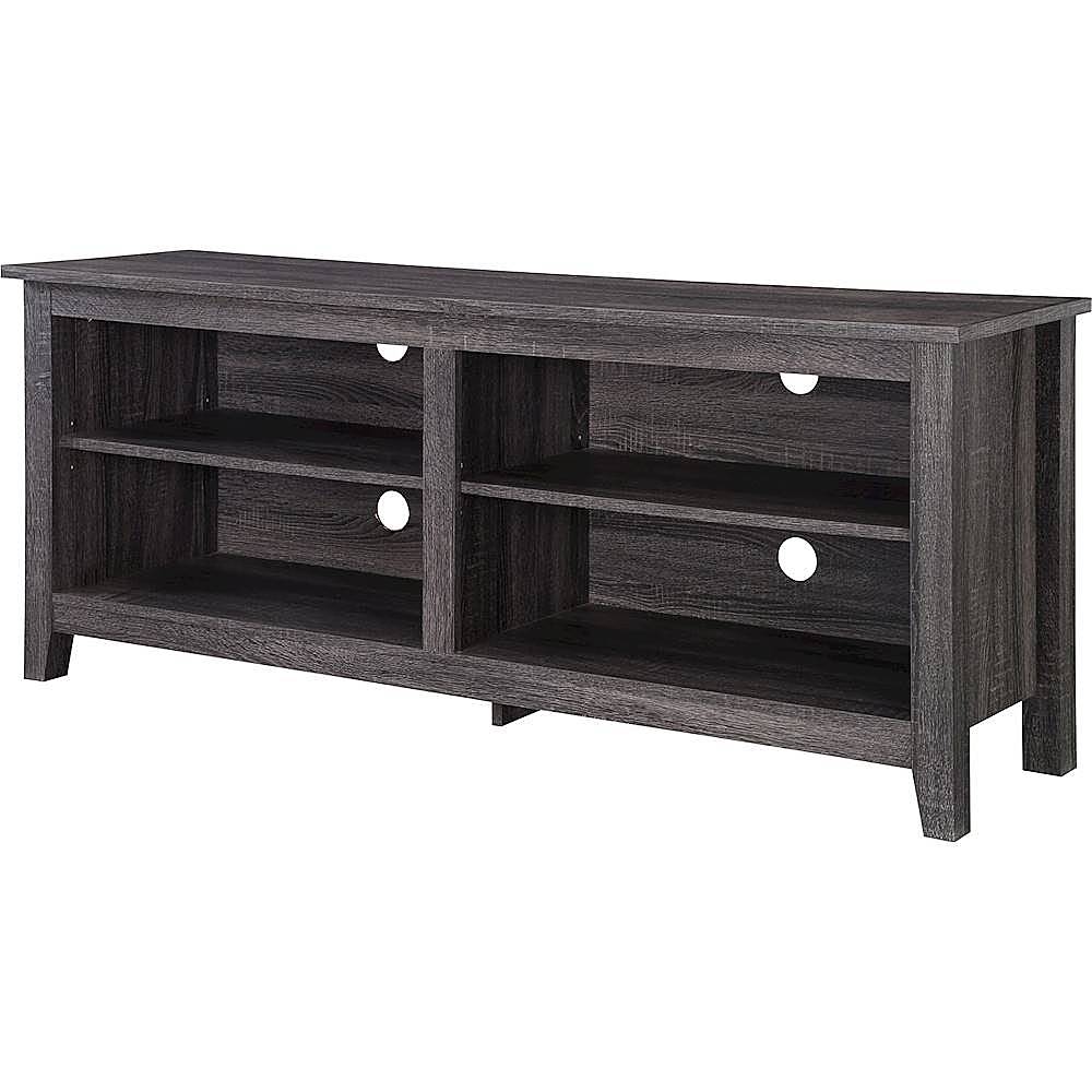 Left View: Walker Edison - Modern Wood Open Storage TV Stand for Most TVs up to 65" - Natural