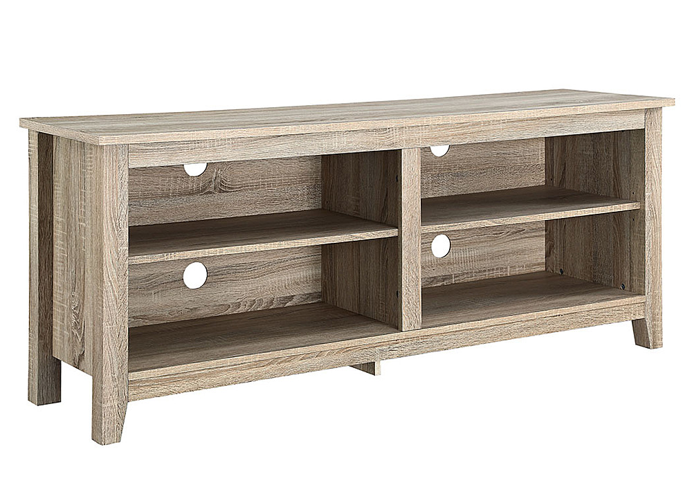Angle View: Walker Edison - Modern Wood Open Storage TV Stand for Most TVs up to 65" - Natural