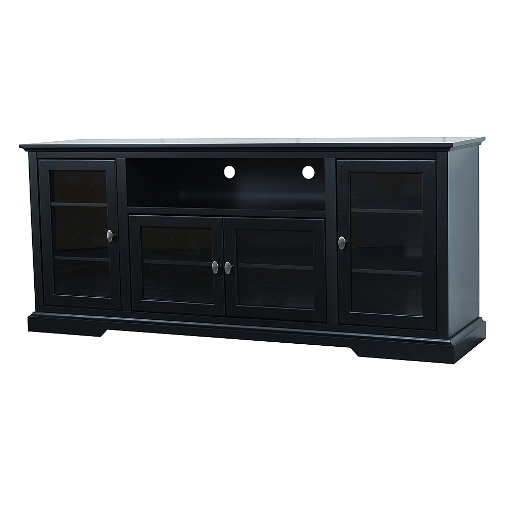 Left View: Walker Edison - DVD Media Storage TV Stand for Most Flat-Panel TV's up to 55" - Brown