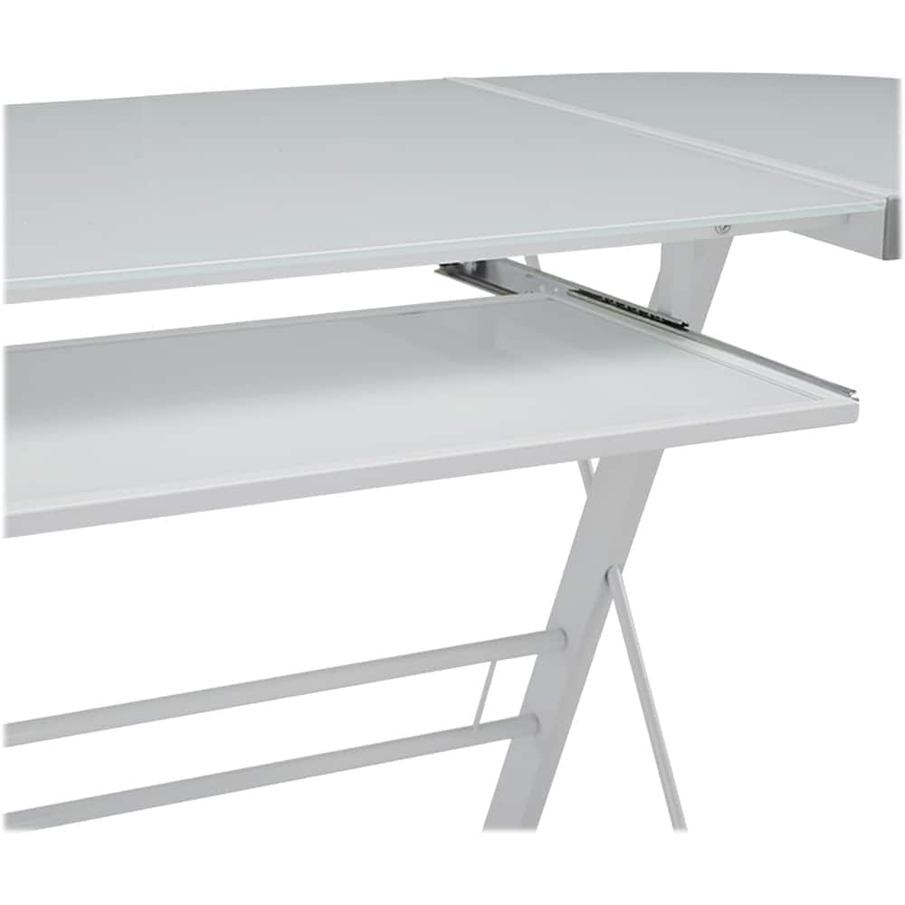Alt View 11. Walker Edison - 51" L-Shaped Modern Glass Corner Computer Desk - White.