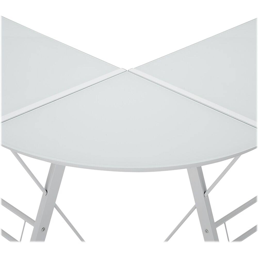 Alt View 12. Walker Edison - 51" L-Shaped Modern Glass Corner Computer Desk - White.