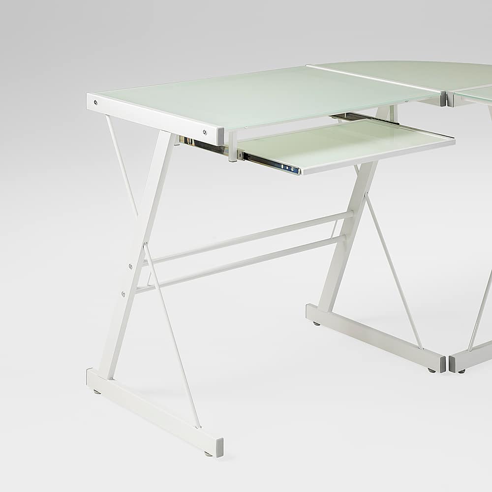 Alt View 15. Walker Edison - 51" L-Shaped Modern Glass Corner Computer Desk - White.
