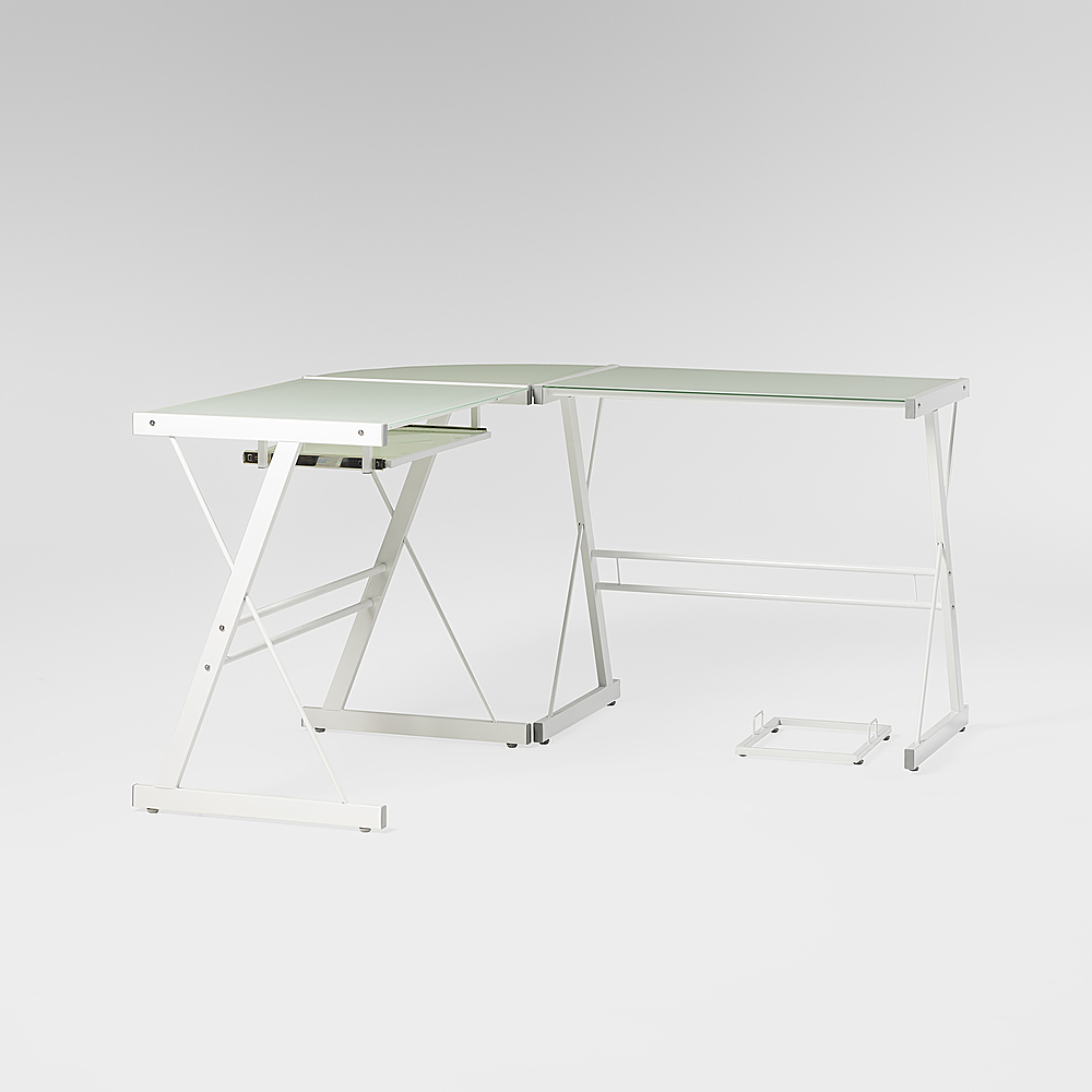 Alt View 17. Walker Edison - 51" L-Shaped Modern Glass Corner Computer Desk - White.