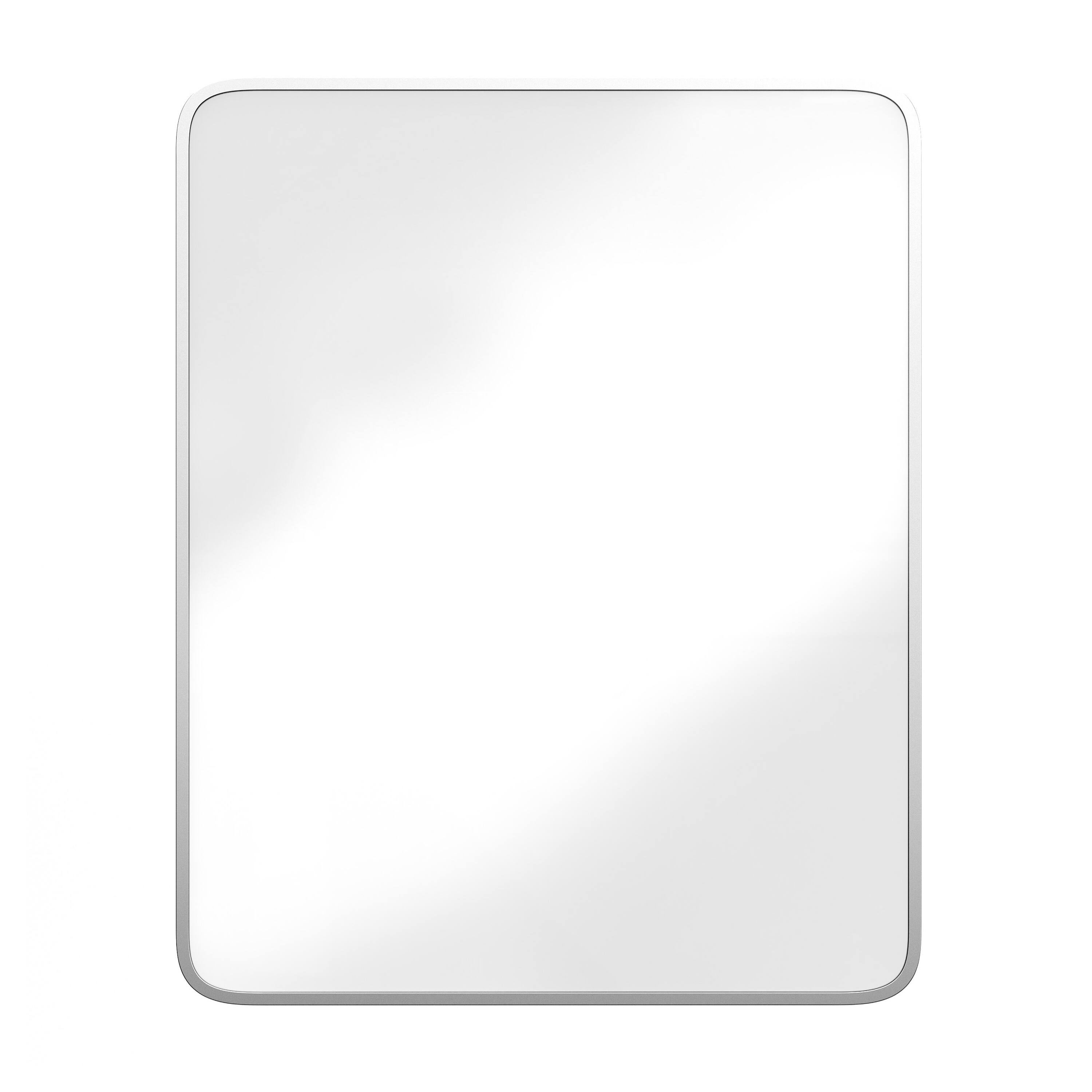 Alt View 9. Emma + Oliver - Jackie Metal Framed Bathroom Medicine Cabinet with Reversible, Recessed Design and Beveled Rounded Mirror - Silver.