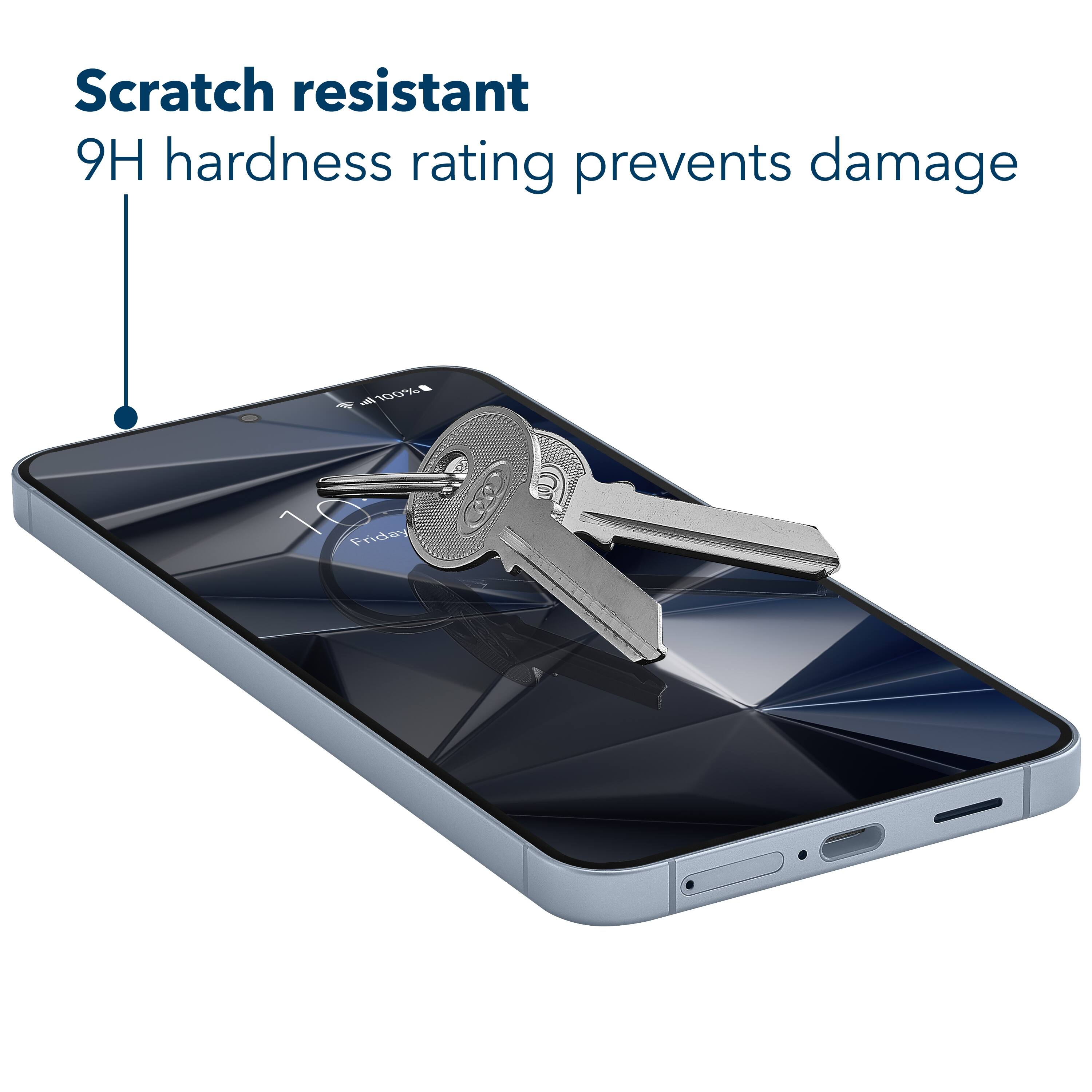Scratch resistant 9H hardness rating prevents damage.