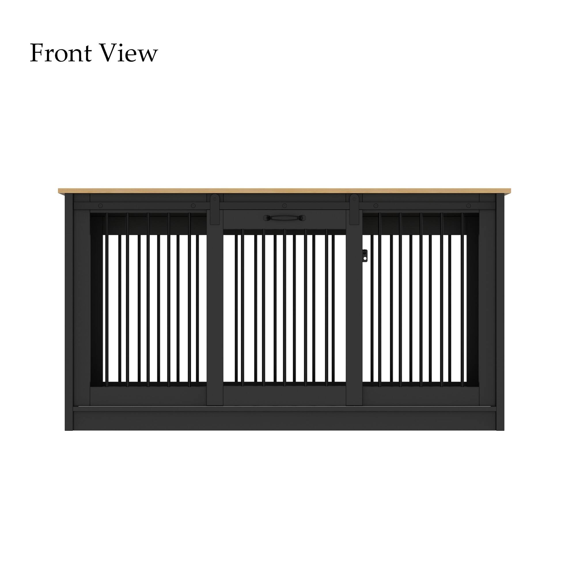 FUFU&GAGA - Furniture-Style Multi-Dog Cage – Pet Crate with Storage Top, Heavy Duty Iron Frame & Wooden Platform