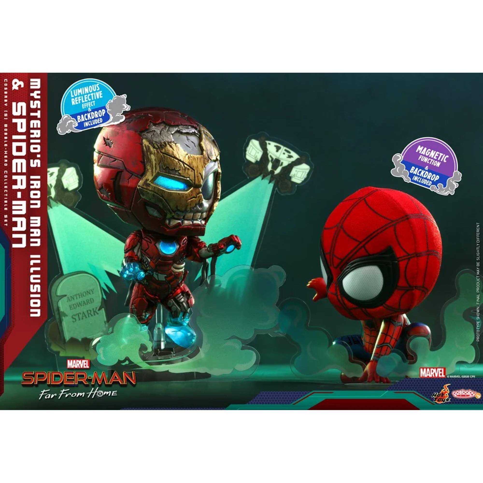 - MYSTERIO'S COLLECTIBLE SET
- SPIDER-MAN IRON MAN ILLUSION
- LUMINOUS REFLECTIVE EFFECT & BACKDROP INCLUDED
- ANTHONY EDWARD STARK
- MAGNETIC FUNCTION & BACKDROP INCLUDED
- MARVEL SPIDER-MAN Far From Home
- COS0000