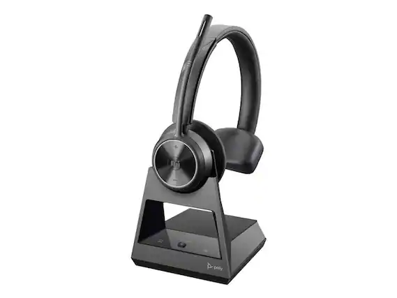 Front. HP - HP Poly Savi 7310-M Office DECT Mono Wireless Headset, Teams Certified, 590.6 ft, 20kHz, On-ear, Model 7S439AA#ABA - Black.
