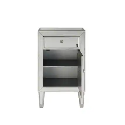 Front. Elegant Decor - End table 1 drawer 18in. W x 13in. D x 29in. H in antique silver paint - Antique Silver.