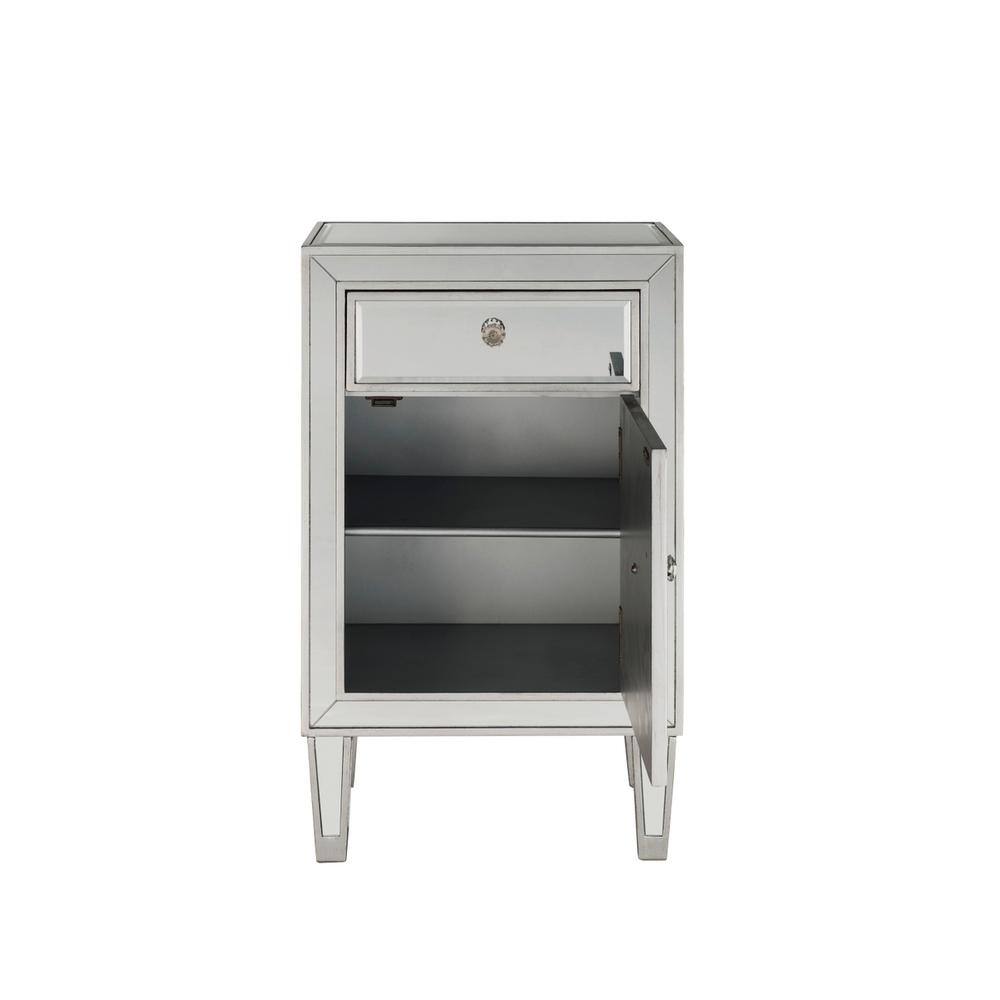 Front. Elegant Decor - End table 1 drawer 18in. W x 13in. D x 29in. H in antique silver paint - Antique Silver.