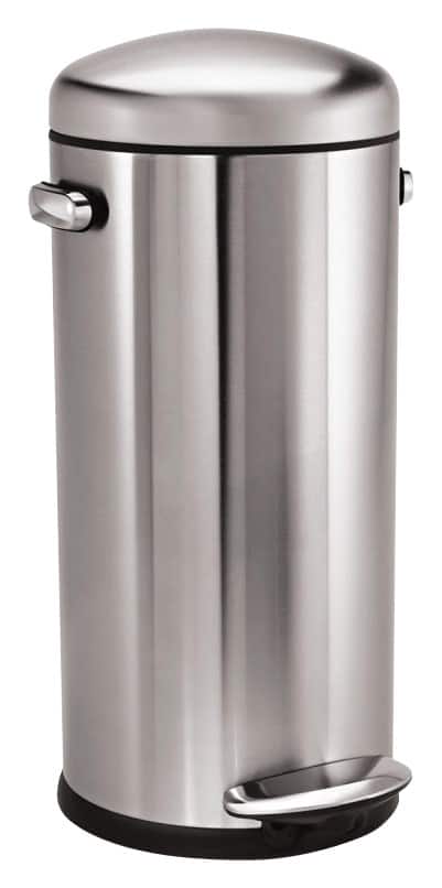 Angle. simplehuman - 30L Retro Step Can - Stainless-Steel.