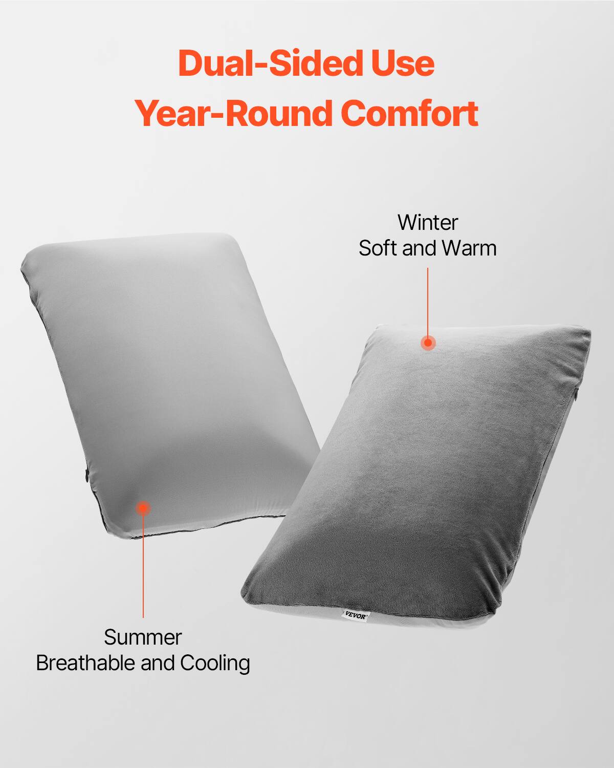 Dual-Sided Use  
Year-Round Comfort  

Winter  
Soft and Warm  

Summer  
Breathable and Cooling