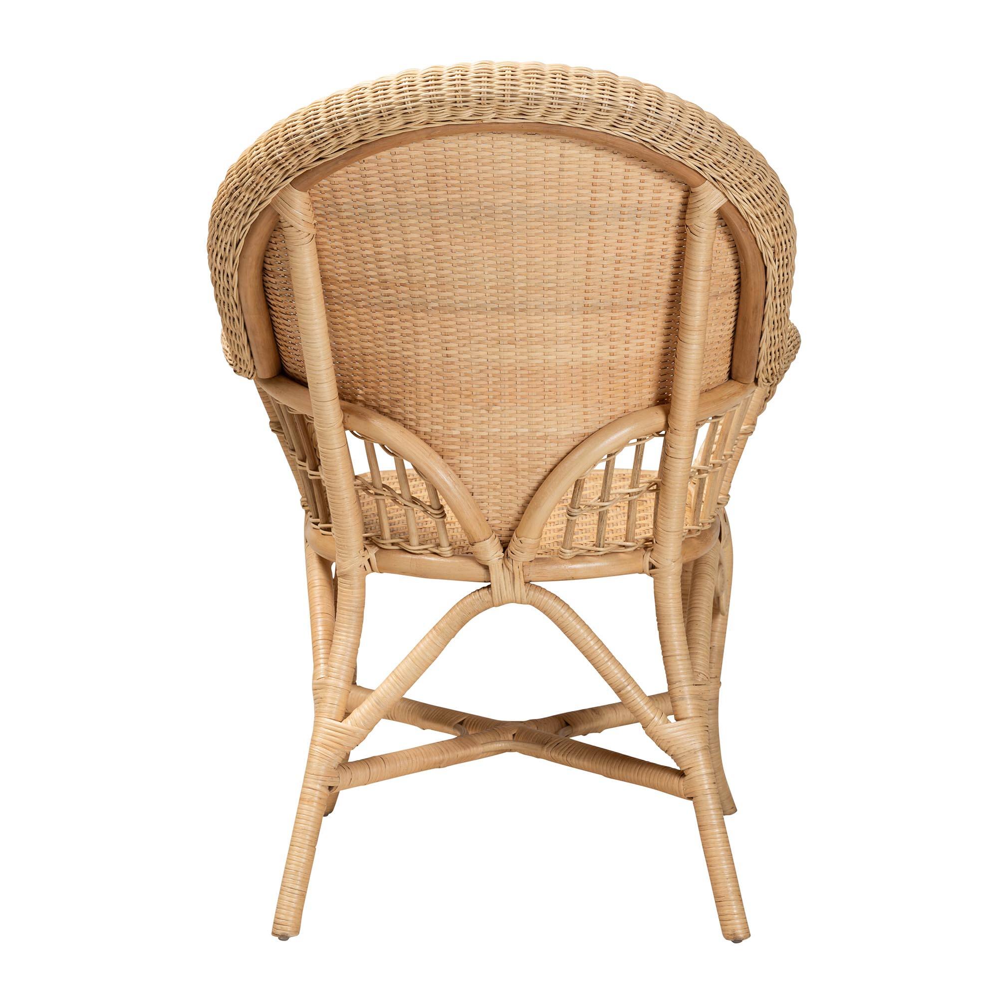 Back. bali & pari - Ratu Modern Bohemian Rattan Accent Chair - Natural Brown.