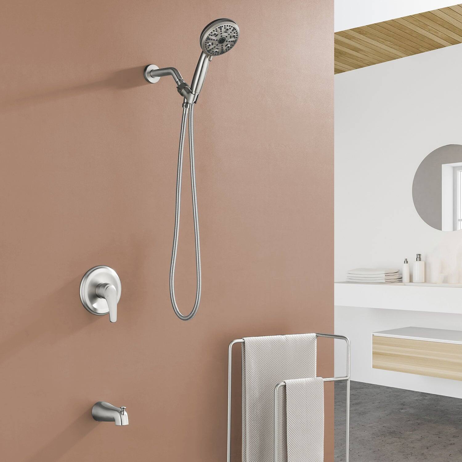 Alt View 1. Boyel Living - Brushed Nickel Shower Set with 10 Function Handheld Shower and cUPC Pressure Balance Valve - Brushed Nickel.