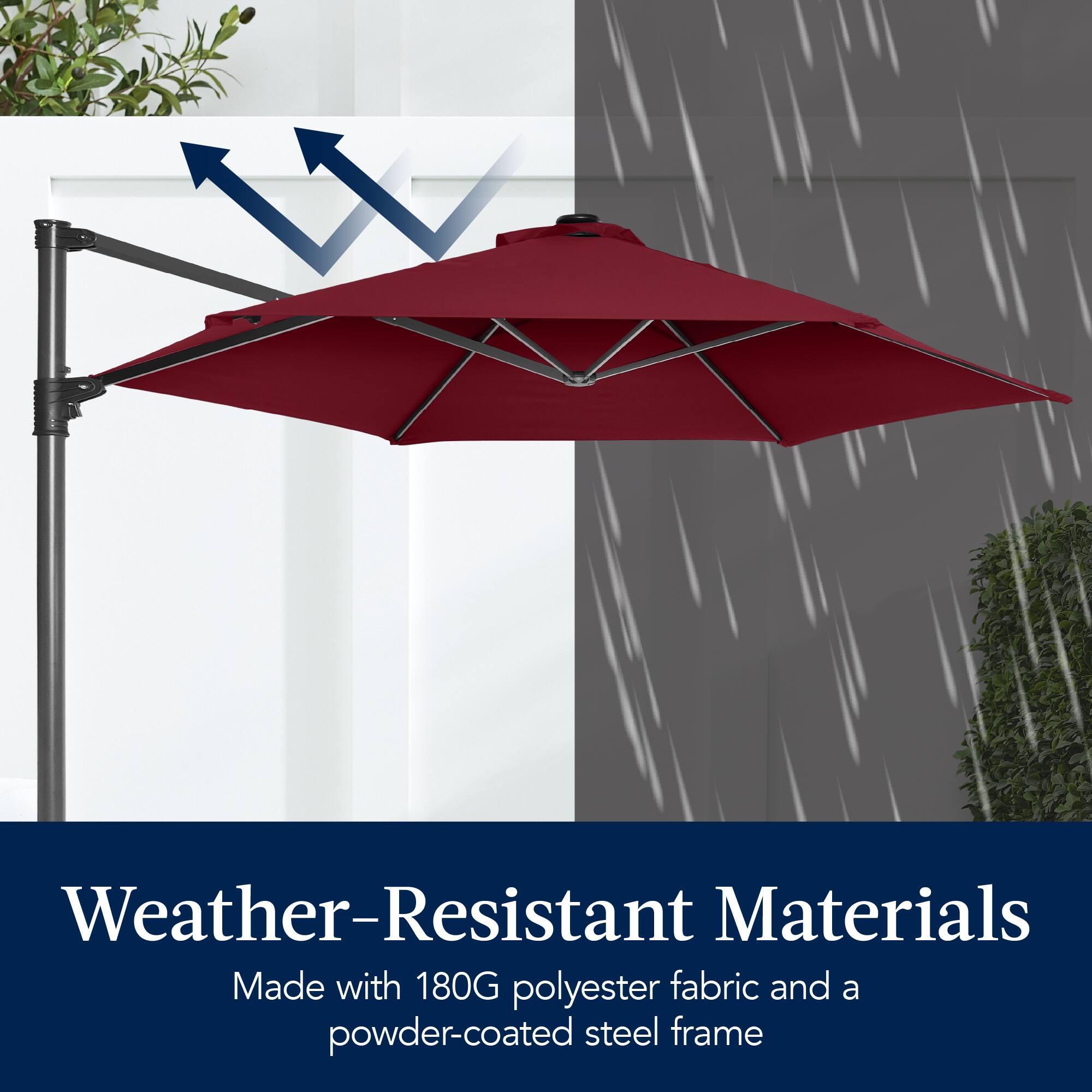 Weather-Resistant Materials  
Made with 180G polyester fabric and a powder-coated steel frame
