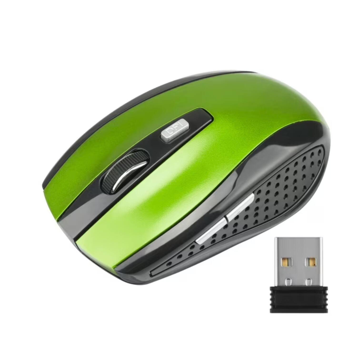 Stock Preferred - 2.4GHz Wireless Optical Mouse with USB Receiver - Wireless - Green