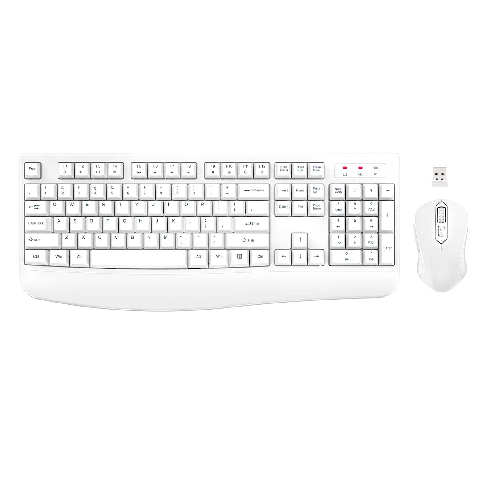 HM 1810 - Wireless And Mouse Combo 2 Full sized Computer With Wrist Rest 3 Level Dpi Adjustable For Windows Os Deskt - White