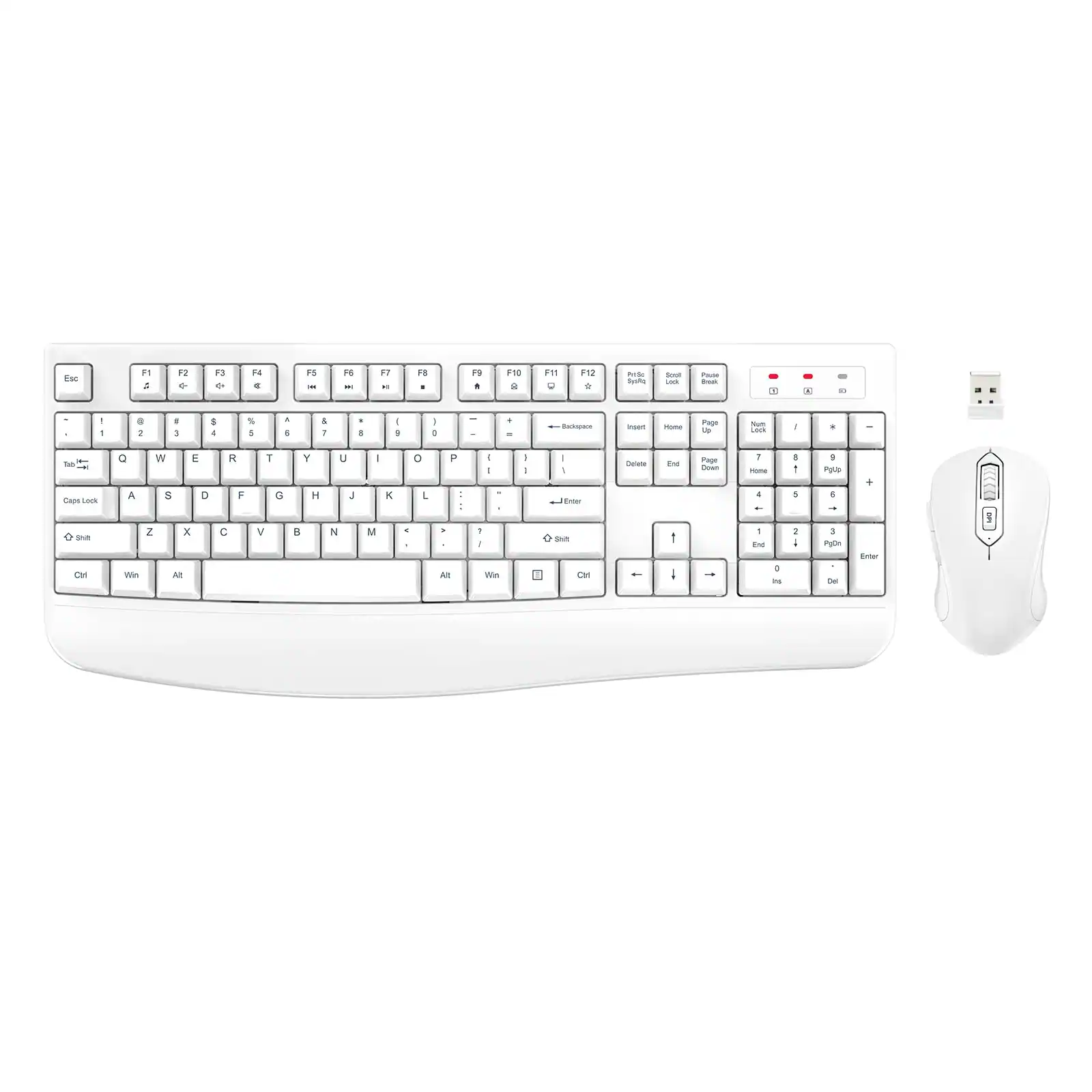 HM 1810 - Wireless And Mouse Combo 2 Full sized Computer With Wrist Rest 3 Level Dpi Adjustable For Windows Os Deskt - White