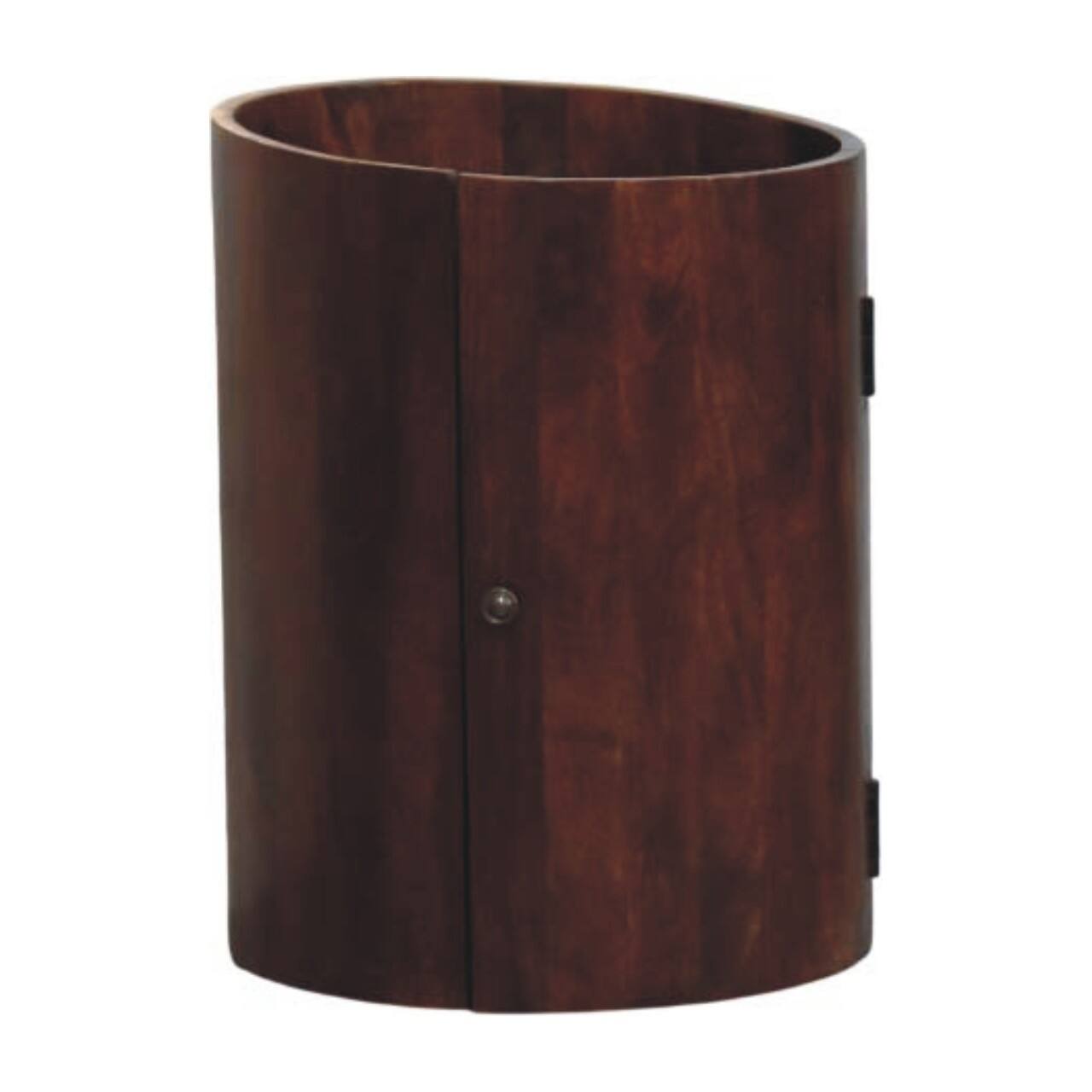 Alt View 4. Artisan Furniture - Artisan Furniture  Solid wood Winewood Round Side Cabinet, 3 Inside Shelves, Dark Brown - Dark Brown.