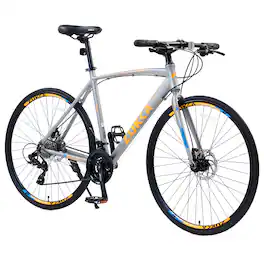 Anysun - 24 Speed Hybrid bike Disc Brake 700C Road Bike For men women's City Bicycle - Silver