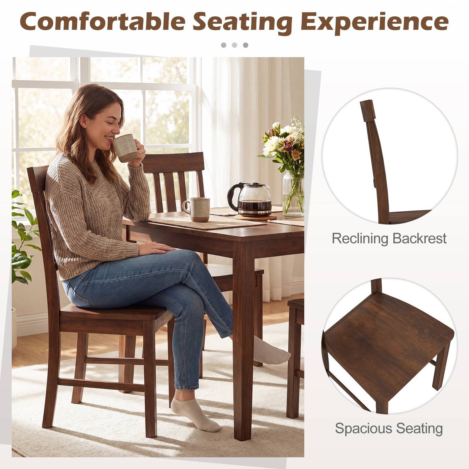Comfortable Seating Experience

- Reclining Backrest
- Spacious Seating
