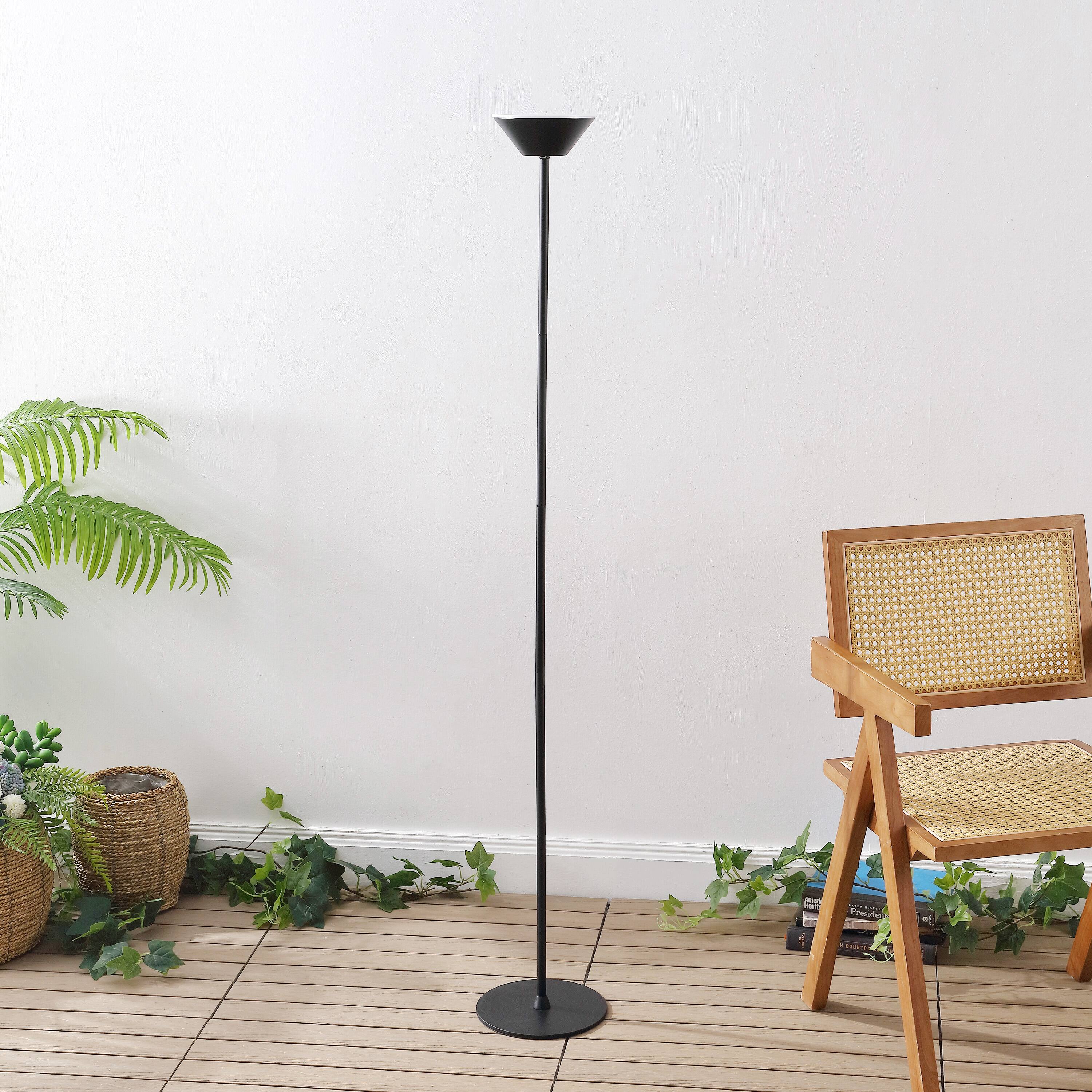 Alt View 5. Jonathan Y - Elias 59" Torchiere Metal Adjustable Rechargeable Integrated Portable Sensor Dimmable Indoor/Outdoor Floor Lamp, Black - Black.