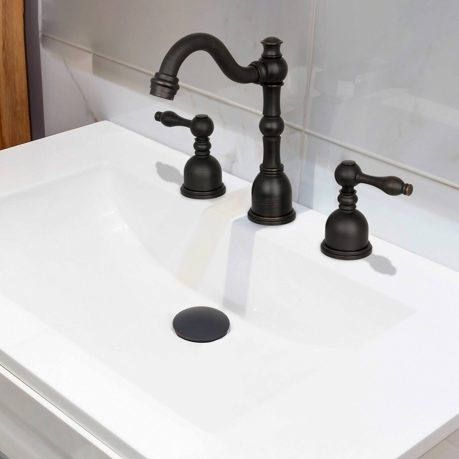 Alt View 3. Akicon - Akicon Oil Rubbed Bronze Pop-Up Bathroom Sink Drain Stopper With Overflow - Oil Rubbed Bronze.