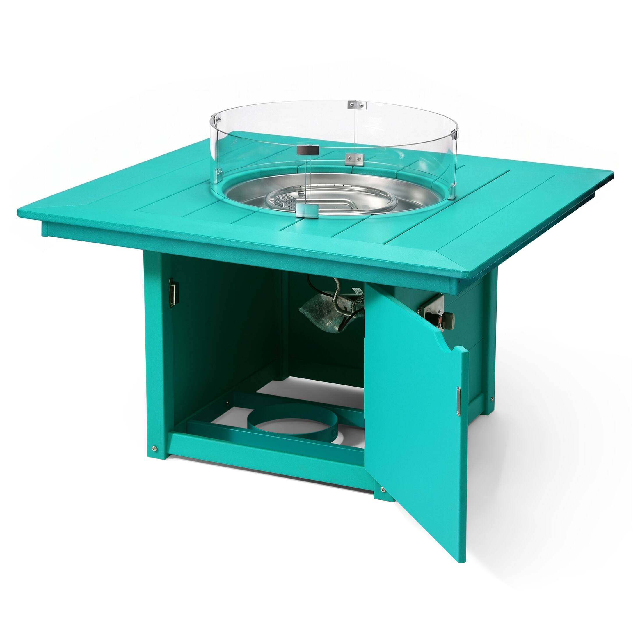 Left. WestinTrends - WestinTrends Helios 42" Modern Outdoor Patio Propane Square Fire Pit Table - Turquoise.
