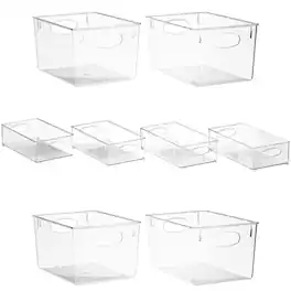 Sorbus - Clear Fridge Organizer Bins Set - 8 Containers