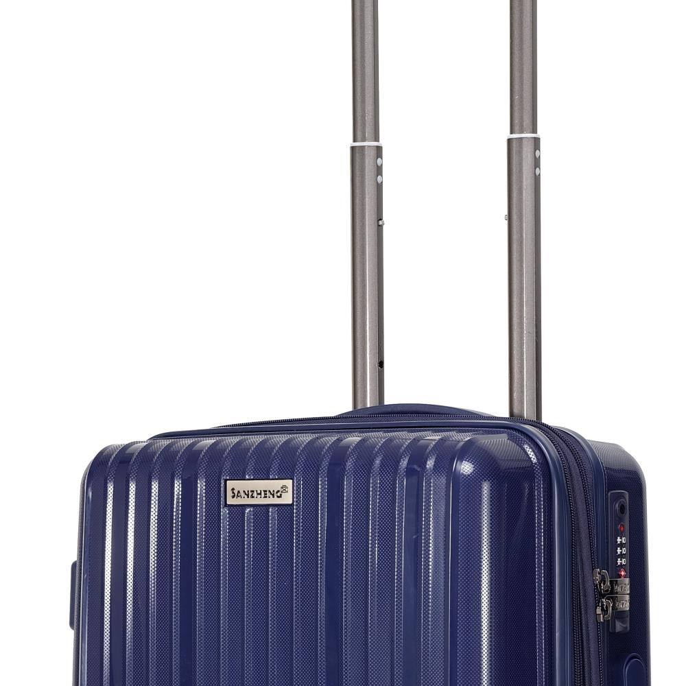 Angle. BreeBe - Luggage Sets 3 Piece,Luggage Set PP Material Travel Suitcase Set With Spinner Wheels for Men Women, 20''/24''/28'' - Blue.