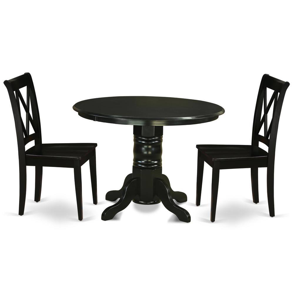 Back. East West Furniture - Dining Room Set Black - Brown.