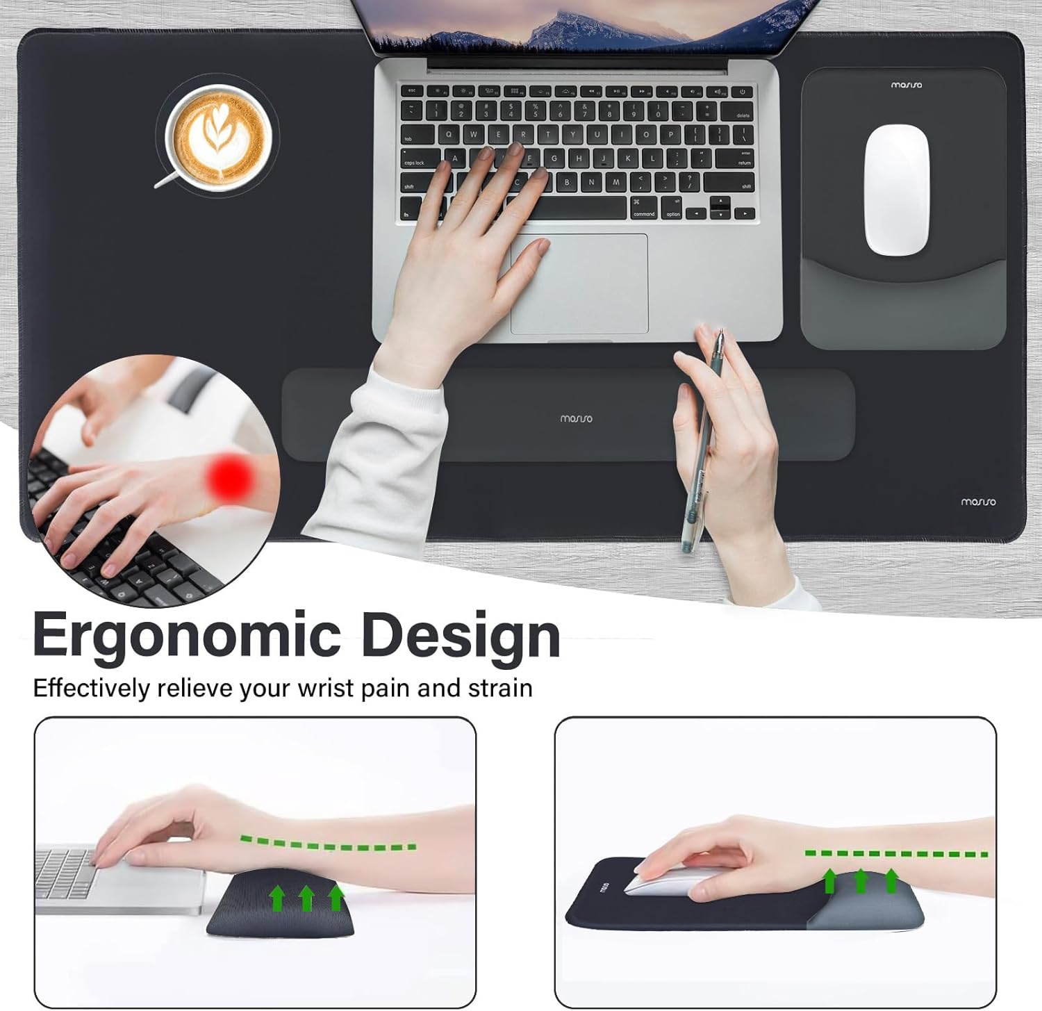 - - - marm - 1 - - - . 1 4 A - - - - - - a - a - . . a n - . - c - - . A 1 . 1 a . - . - E . & - - - - . manuro moruo Ergonomic Design Effectively relieve your wrist pain and strain