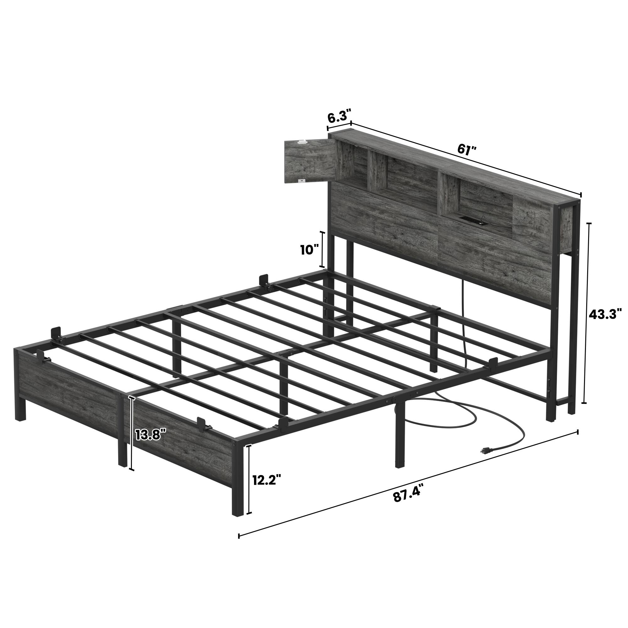 6.3" 61" 10" 43.3" 13.8" 12.2" 87.4"