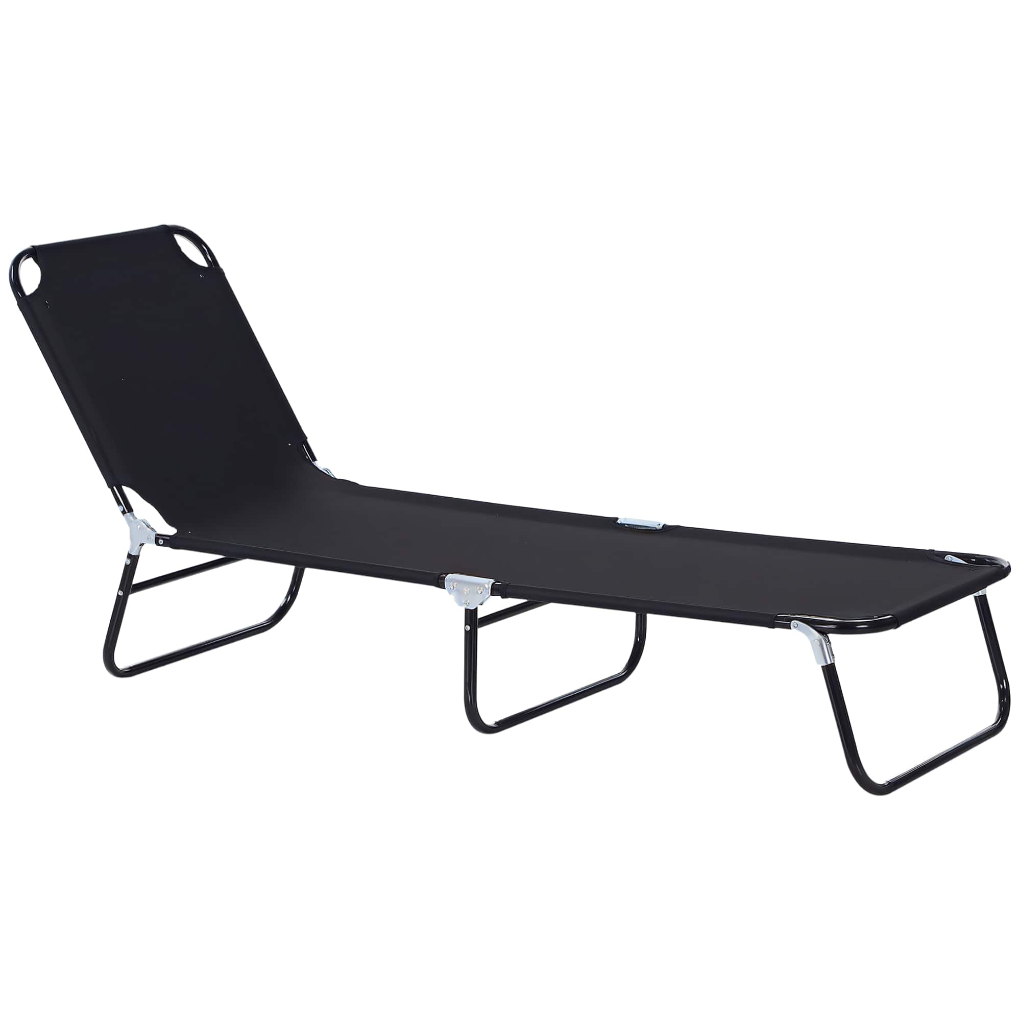 Outsunny - Folding Chaise Lounge Pool Chairs, Outdoor Sun Tanning Chairs with 5-Level Reclining Back - Black