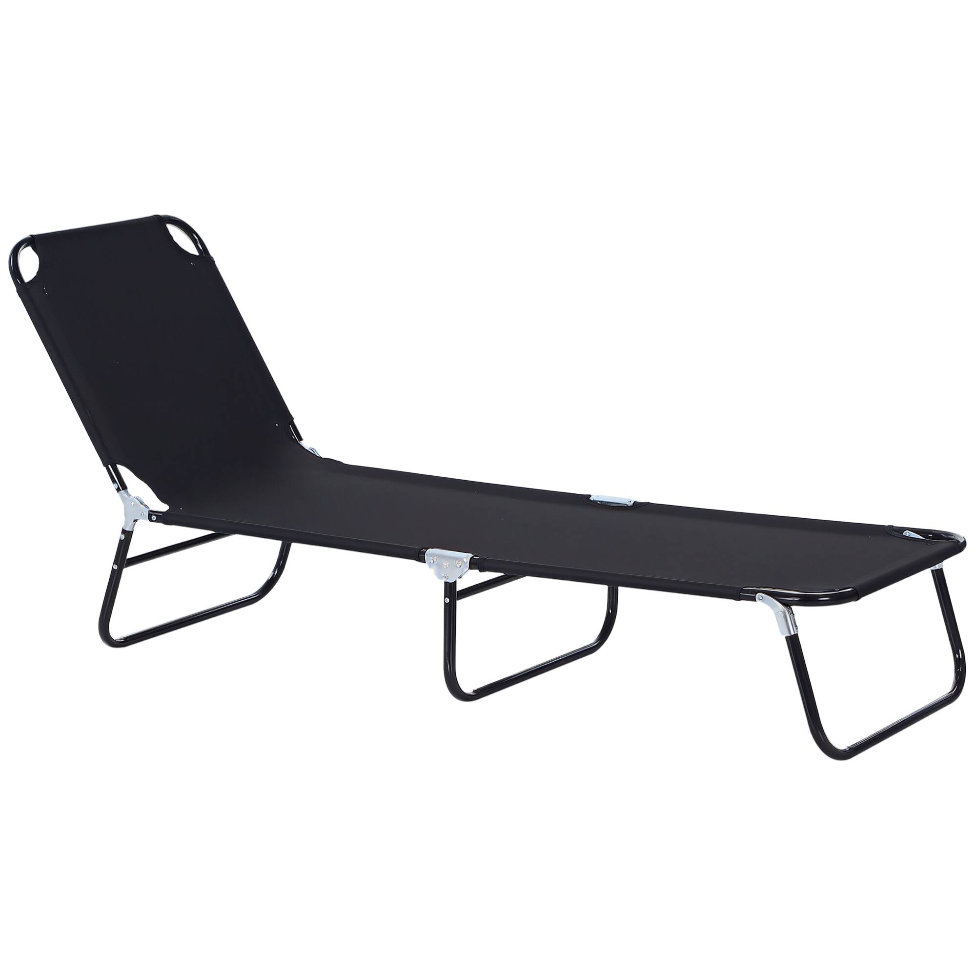 Outsunny - Folding Chaise Lounge Pool Chairs, Outdoor Sun Tanning Chairs with 5-Level Reclining Back - Black