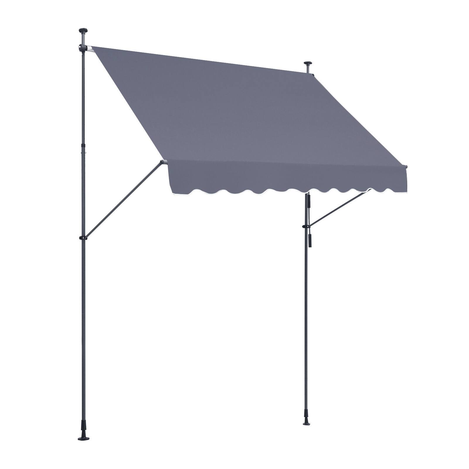 Alt View 5. VEVOR - 98 x 47" Patio Awning Retractable, Awning Sunshade Shelter with Manual Crank Handle, Outdoor Patio Canopy Sunsetter Deck - Gray.
