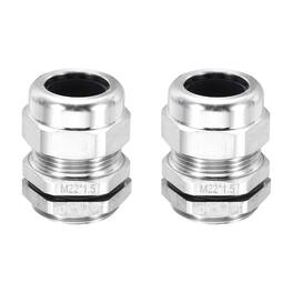 Unique Bargains - M22x1.5mm Cable Gland, IP68 Waterproof Strain Relief, 304 Stainless Steel, for 10-14mm Wire, 2pcs - Silver