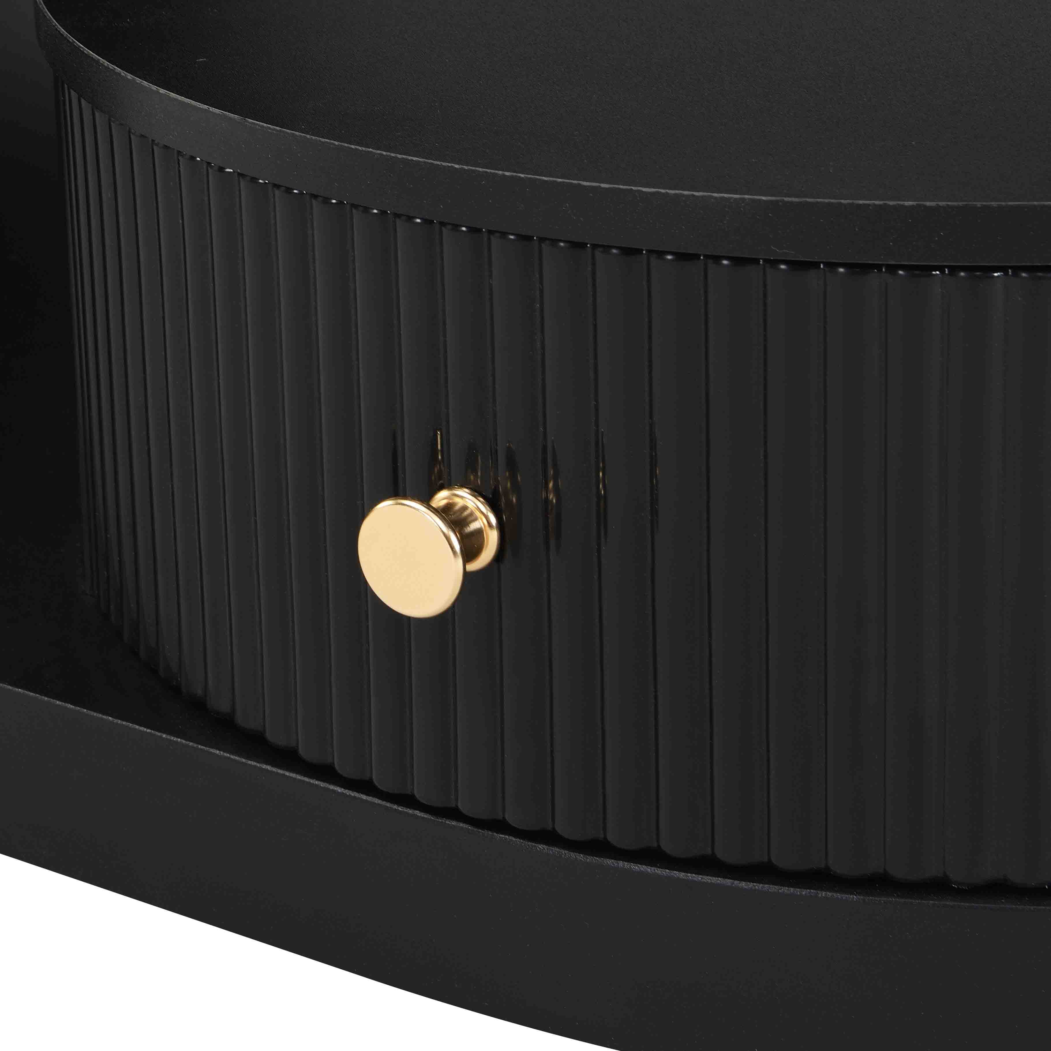 Alt View 7. Loheer - Loheer Luxury Nesting Coffee Table Set of 2 Oval and Round Center Table with Storage Black - Black.