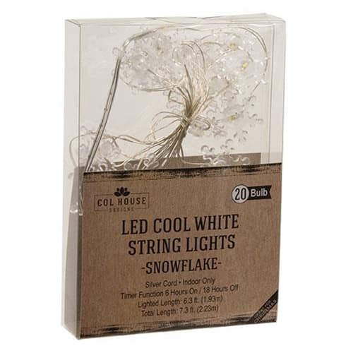 BreeBe - Cool Snowflake LED Timer Lights 10 Count - White