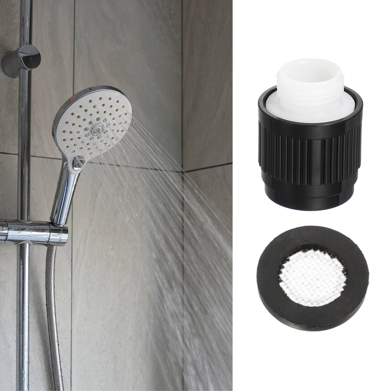 Alt View 5. Unique Bargains - G1/2" Water Flow Control Valve, 2pcs Shower Head Shut Off Valve w/ Sealing Mesh Gasket for Shower Arm Handheld - Black.