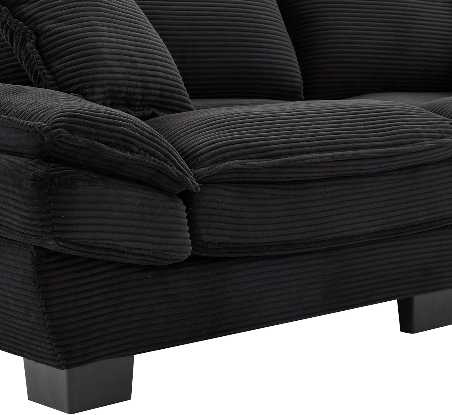 Alt View 6. Trinkets Crazed - 84" Cloud Corduroy Loveseat Sofa, Modern Comfy Upholstered 2 Seater Sofa Deep Seat Sofa with 2 Throw Pillows - black.