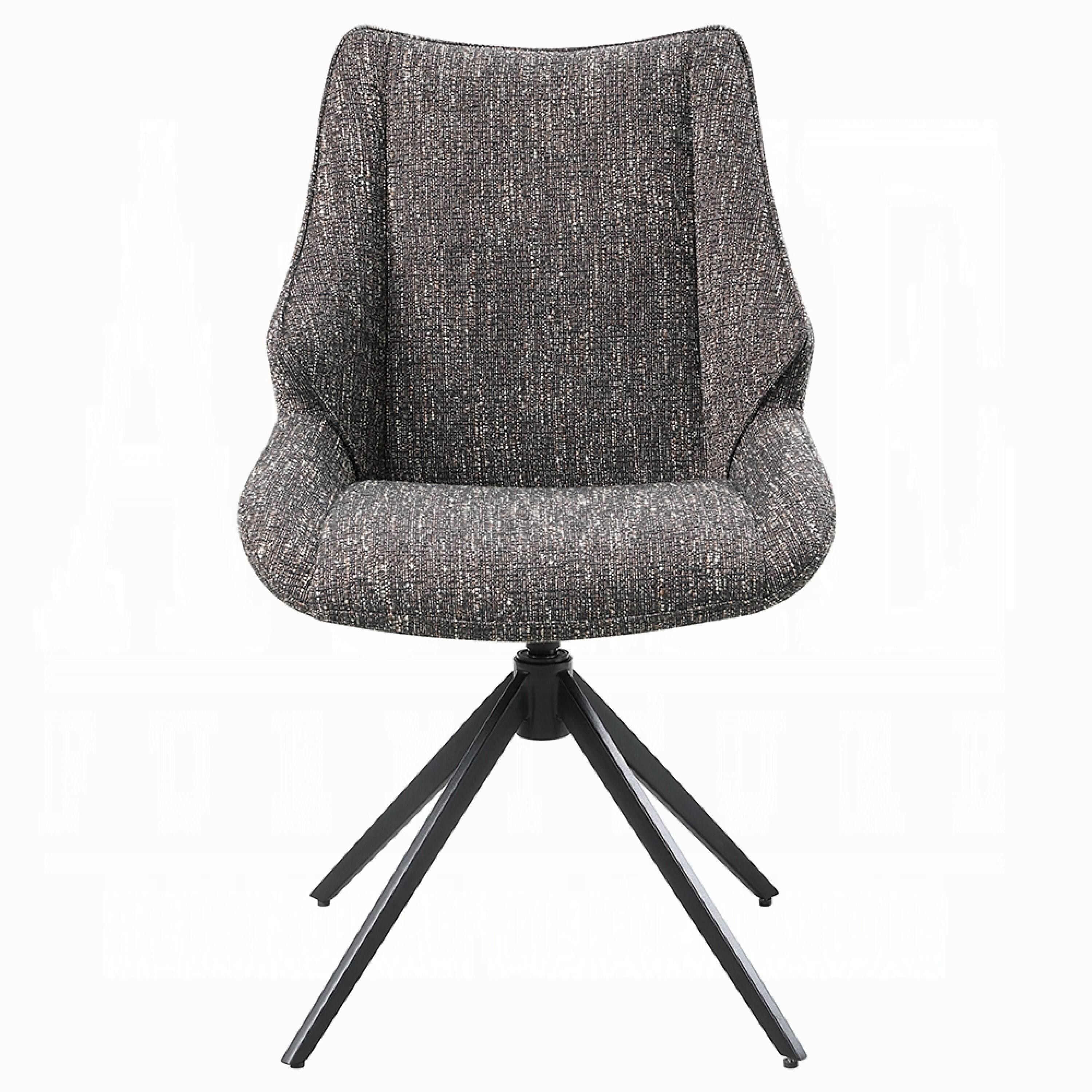Alt View 1. Manhattan Lane - Maik Swivel Side Chair Set of 2, Wingback, Star Iron Base, Brown Chenille - Brown, Black.