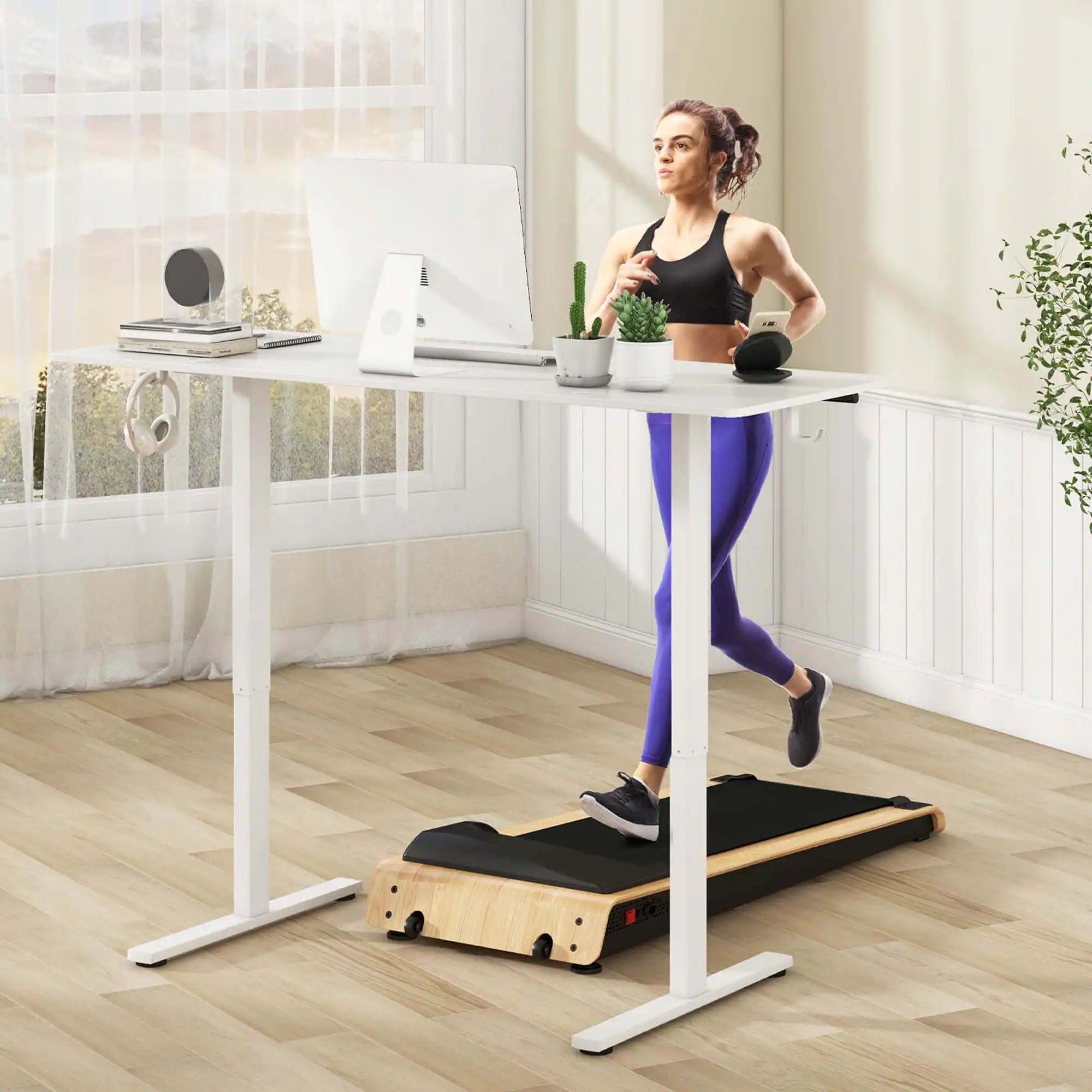 Alt View 3. Costway - Costway 63 x 24 Inch Sit Stand Desk Height Adjustable Electric Standing Desk - White.