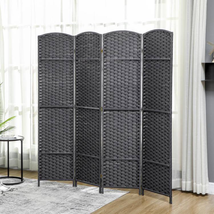 Alt View 1. PULUZ - Folding Room Divider Screen 4 Panel 5.6 ' Tall Privacy Screen Freestanding Room Partition for Home Office - Charcoal Gray.