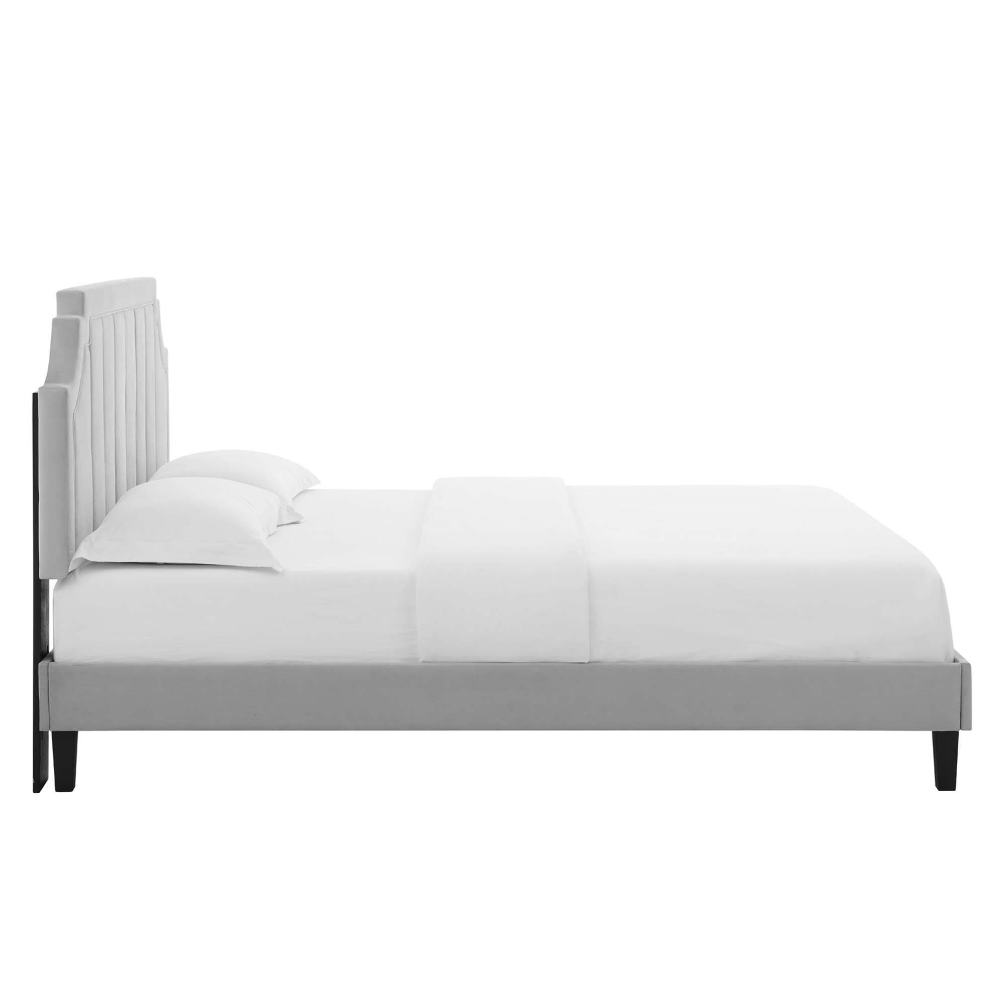Alt View 6. Modway - Sienna Performance Velvet Twin Platform Bed - Gray.