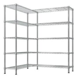 Kadyn - 5-layer Double Row, Freely Adjustable Layer Spacing, With Adjustable Feet, Display Stand, Iron, - Silver