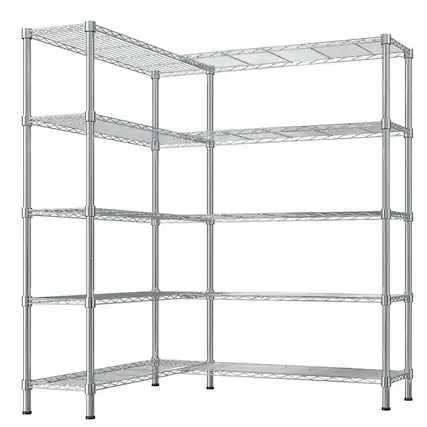 Front. Kadyn - Kadyn 5-layer Double Row, Freely Adjustable Layer Spacing, With Adjustable Feet, Display Stand, Iron, , Silver - Silver.