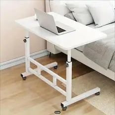 Front. We Growing - Mobile Lift Table, Computer Desk, Adjustable Height, With Wheels Bedside Computer Desk, Wheel Side Table, Bedside table - White.