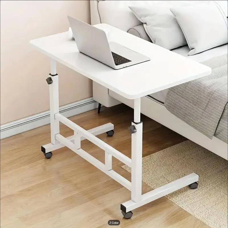 We Growing - Mobile Lift Table, Computer Desk, Adjustable Height, With Wheels Bedside Computer Desk, Wheel Side Table, Bedside table - White